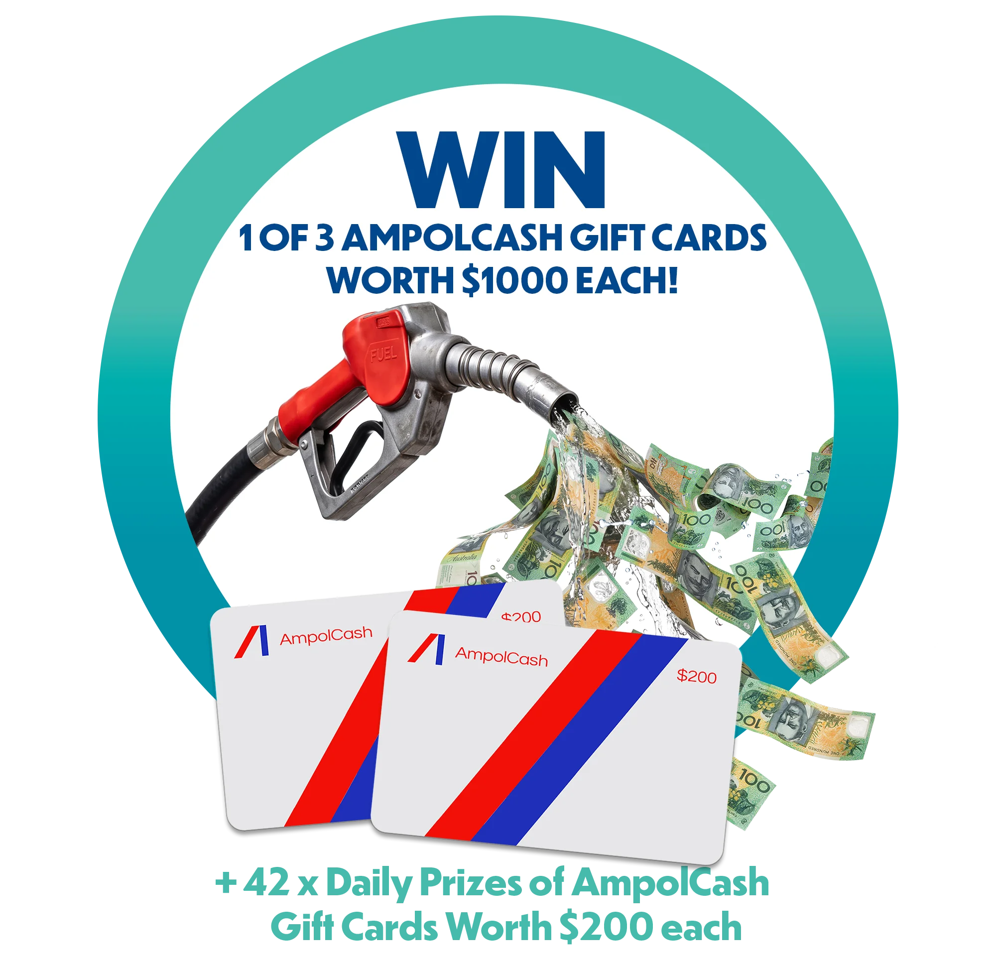WIN 1 of 3 AmpolCash Cards worth $1000 each